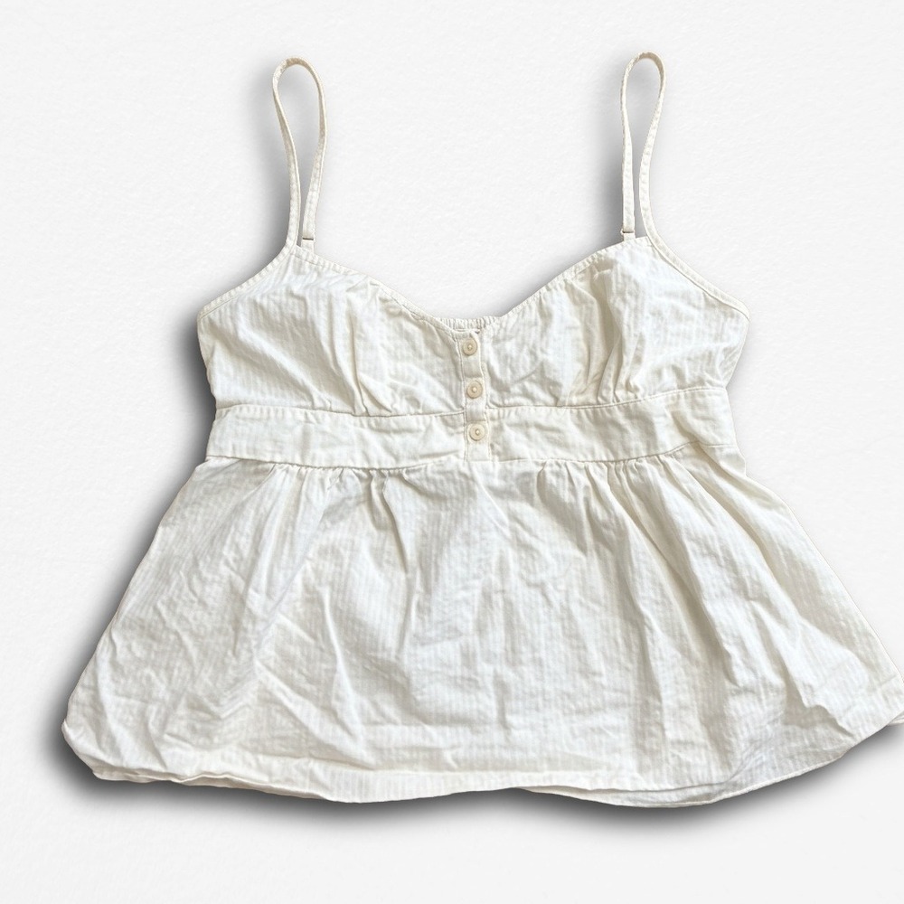 Brandy Melville White Eyelet Babydoll Cami Tank Top Button Front One Size